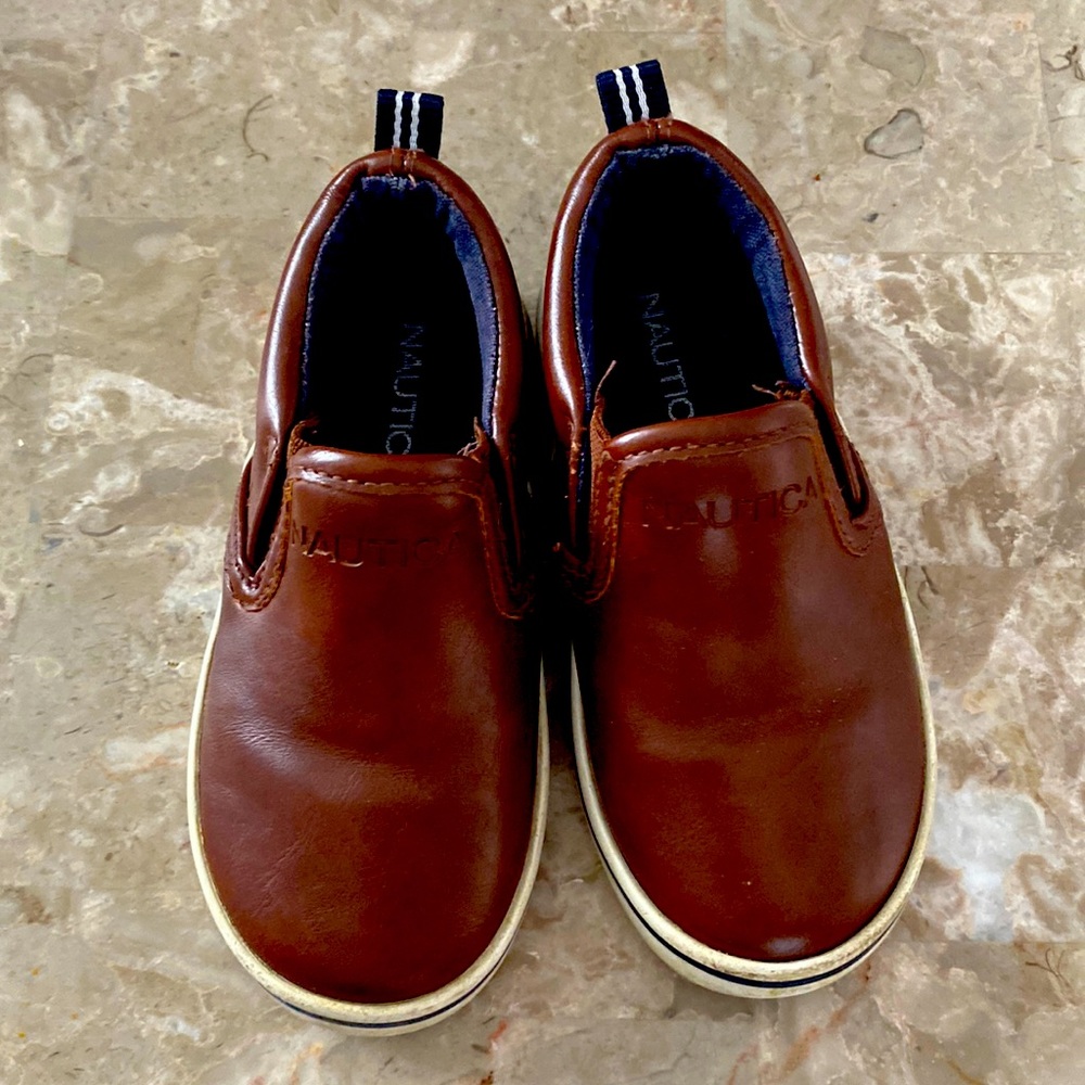 Nautica toddler boys brown leather loafers